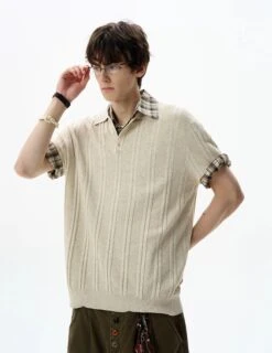 Ribbed Knit Short Sleeve Polo Shirt 15 Ribbed Knit Short Sleeve Polo Shirt -Modern Wear Shop 6d5990098126257c4a25d75c1fae5aec