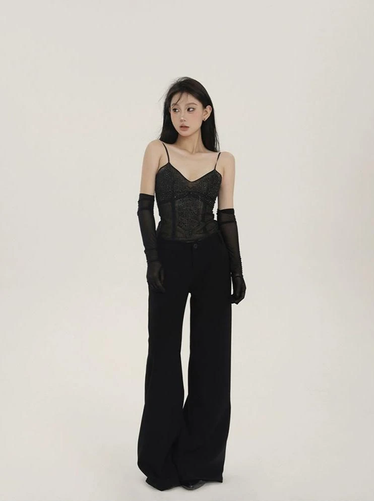 Sheer Sequin Sleeveless Camisole Top With Long Gloves 2 Sheer Sequin Sleeveless Camisole Top With Long Gloves - Image 2