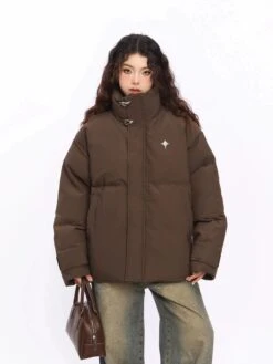 Puffer Jacket With High Collar Buckles Detail -Modern Wear Shop 6d7e453c23f4775ee7da386e3e80a6fc