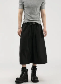 Wide Leg Pleated Bermuda Shorts With Belt Loops -Modern Wear Shop 6dc14c185c5ad1c6d9a196aaf442a221