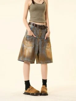 Sandblast Denim Bermuda Shorts With Oversized Pockets -Modern Wear Shop 6dd8156f5cab796d0e8ce3c66f5bca43