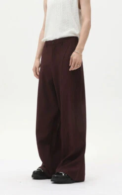 Wide Leg Pleated Tailored Trousers With Stitching Details -Modern Wear Shop 6e20bb19cdd91d2489b4f4d68b1471c0