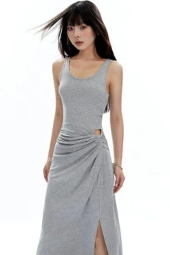 Sleeveless Scoop Neck Maxi Dress With Side Slit And Cut-Out Detail -Modern Wear Shop 6e3cc5f8d3eafcd874c80f013a6ccff5