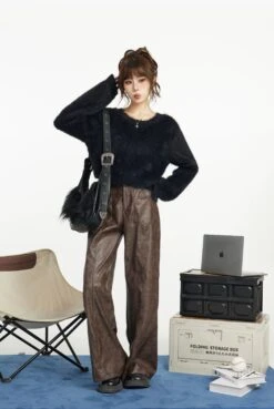 Faux Fur Extra-Cropped Crew-Neck Sweater -Modern Wear Shop 6e417dcbb465e5e80695aed21380a5ae