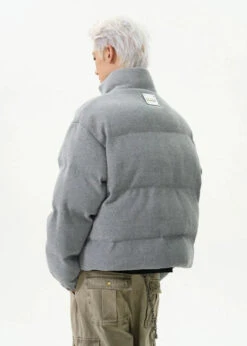 Textured Mid-Crop Puffer Jacket With Ribbed Pocket Details -Modern Wear Shop 6e82d0bdff5a036385b029901113d1e1