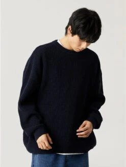 Oversized Crewneck Waffle-Weave Knit Sweater -Modern Wear Shop 6ea812e808e2888900a2b37ea7040cbd