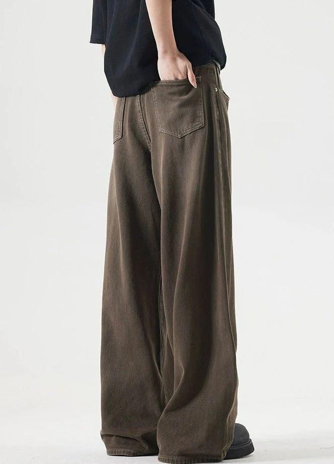 Wide-Leg Burnt Sand-Faded Denim Jeans 6 Wide-Leg Burnt Sand-Faded Denim Jeans - Image 6