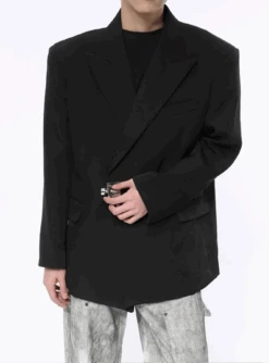 Asymmetric Structured Blazer With Lock Clasp Detail -Modern Wear Shop 6f541410df00bb4dfff55de337228c16