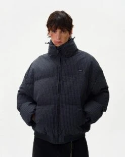 Checker Stand Collar Drop Shoulder Puffer Jacket -Modern Wear Shop 6f73e2e79644cec9b63d48fedefd5828