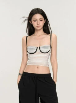 Ruched Bustier Crop Top With Slim Straps -Modern Wear Shop 6fcb0e8b97034af4d083619926593a42