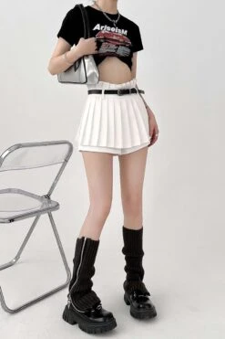 Pleated Skort Mini Skirt -Modern Wear Shop 7003f4ebfb633470b98ec18bb013fa2c