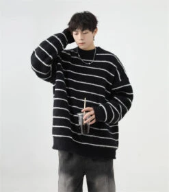 Stripe Oversized Drop Shoulder Knit Sweatshirt 33 Stripe Oversized Drop Shoulder Knit Sweatshirt -Modern Wear Shop 700fc7be7b94cdc3eb32478342028c19