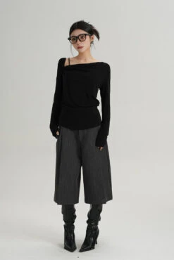 Asymmetric Single-Strap Off-Shoulder Long Sleeve Top -Modern Wear Shop 70f2a2e5e3efbe89e6052f57c249ee19