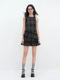 Sleeveless Plaid Asymmetric Tiered Ruffle Mini Dress 9 Sleeveless Plaid Asymmetric Tiered Ruffle Mini Dress -Modern Wear Shop 711ae887662c87e590b0cad3638c29e5