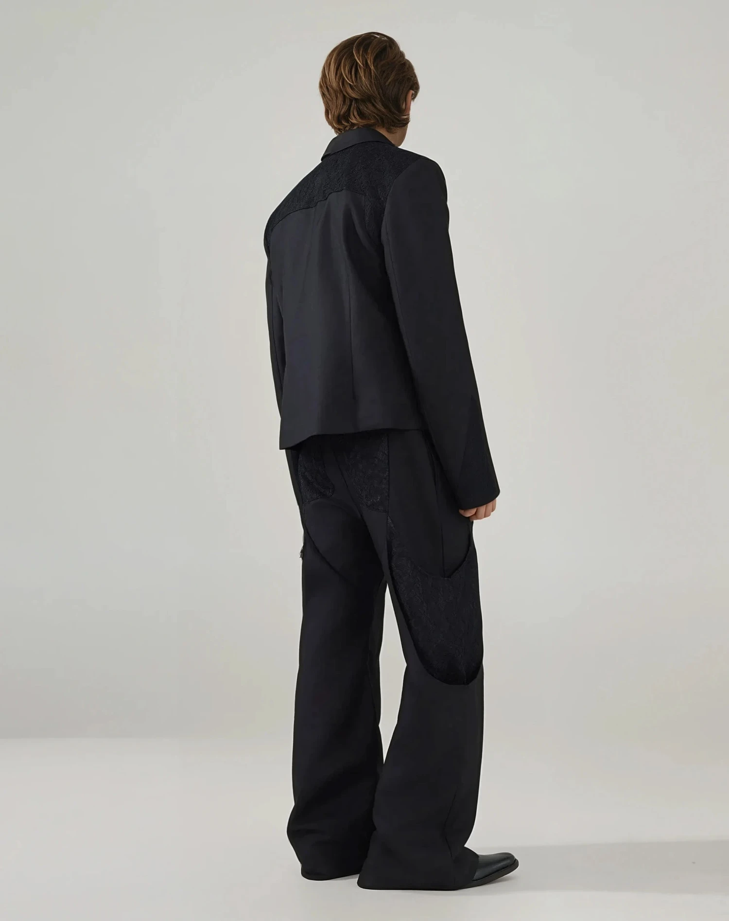 Asymmetric Overlap Button Lace Patchwork Blazer 4 Asymmetric Overlap Button Lace Patchwork Blazer - Image 4