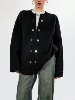 Ribbed Trim Zip-up Cardigan With Button Details 33 Ribbed Trim Zip-up Cardigan With Button Details -Modern Wear Shop 7176e318cd6b4002aa7ab66267cd85a7