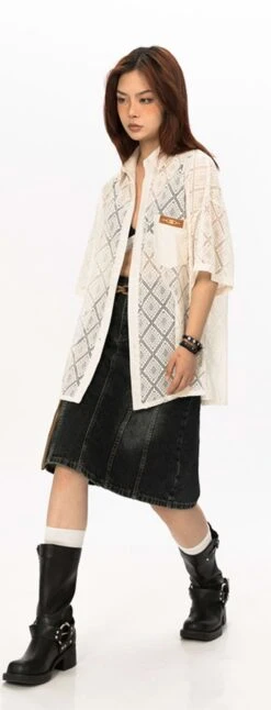Open Stitch Argyle Pattern Button Top -Modern Wear Shop 71a2fe4ff2e101539b0256237dbe9b12