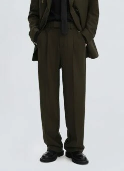 Straight Leg Pleated Trousers With Belt Loops -Modern Wear Shop 71ae71774549b90aa77572f84c7d77af topaz enhance 2x