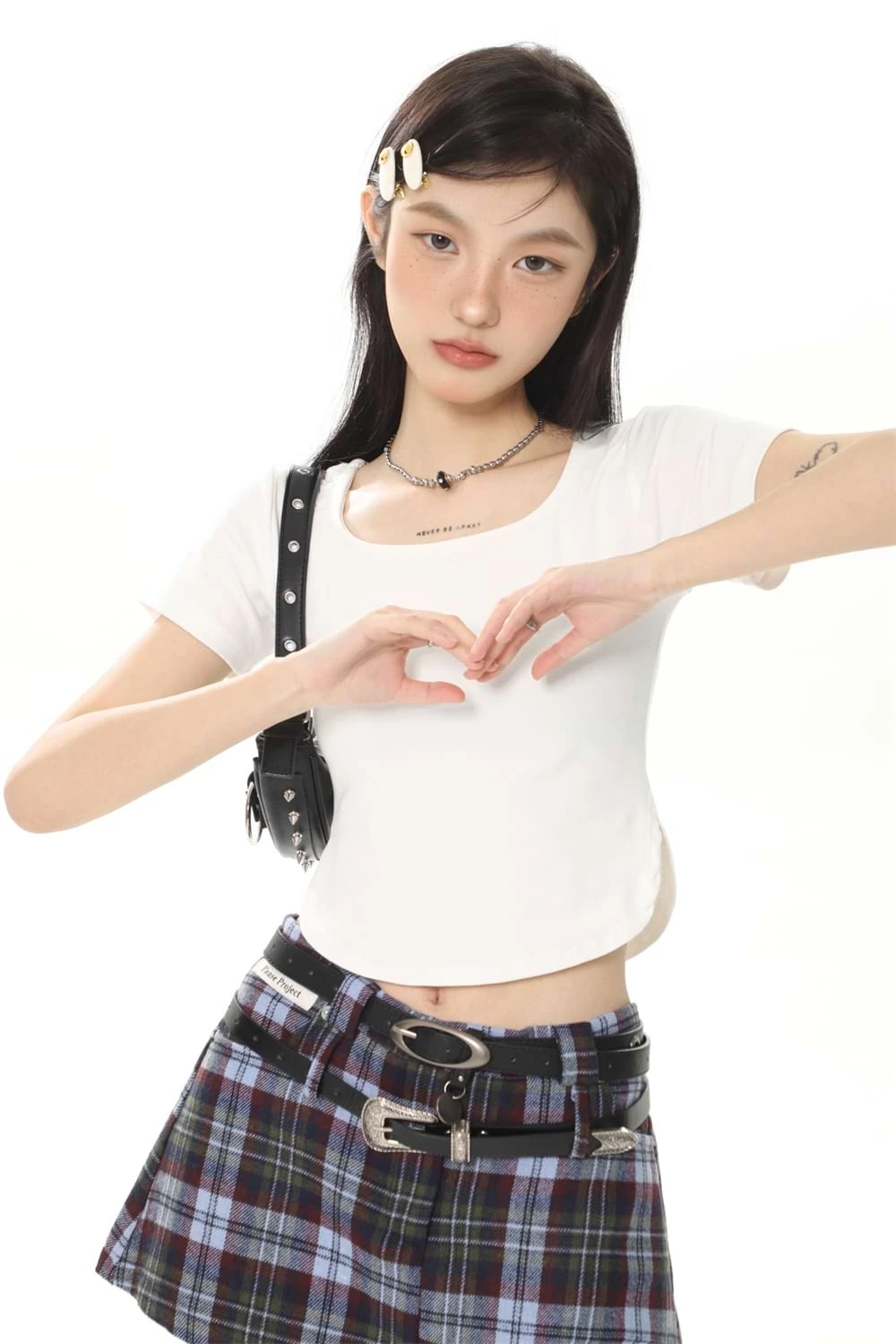 Cropped U-Neck Curve Hem Baby Tee 2 Cropped U-Neck Curve Hem Baby Tee - Image 2