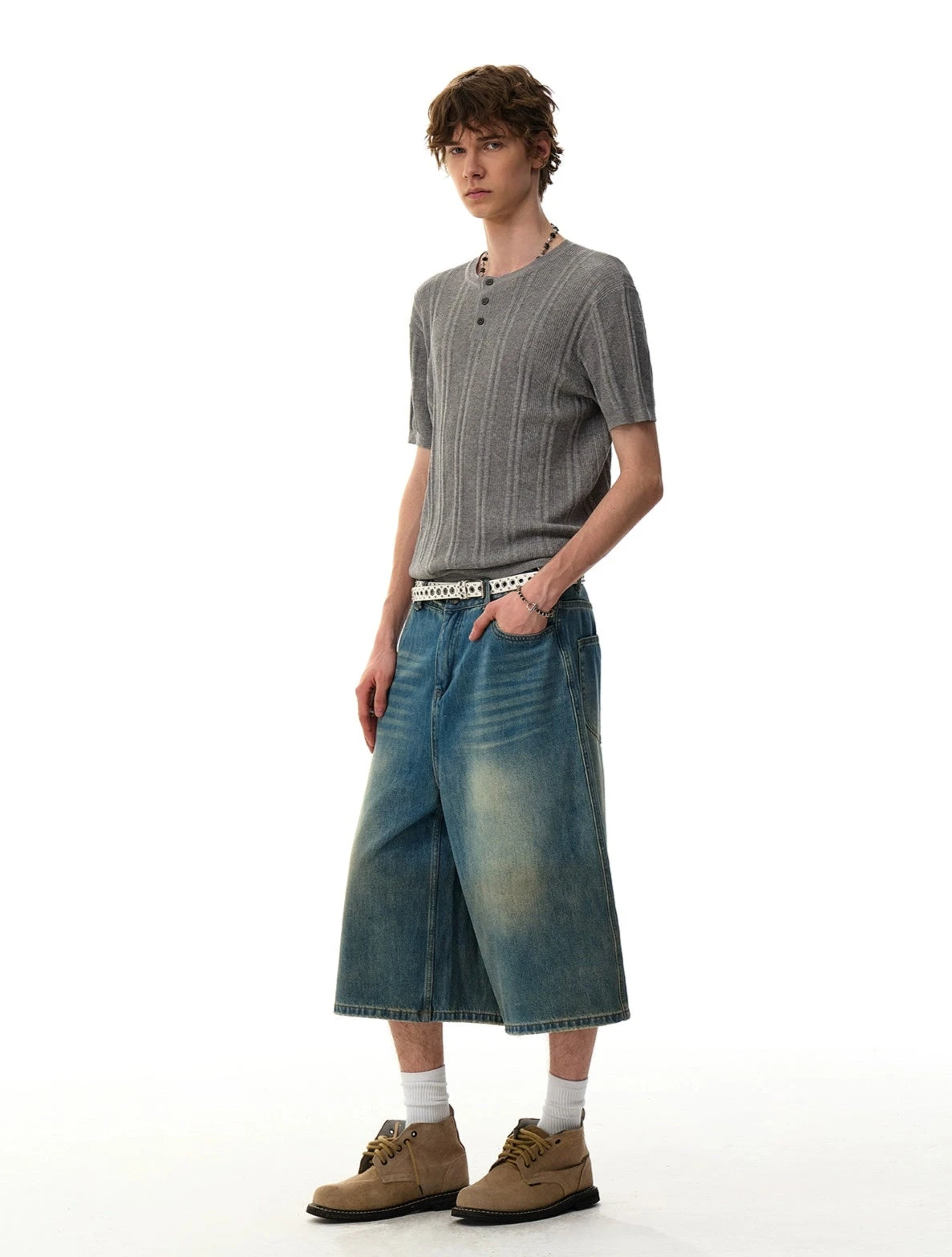 Ribbed Knit Half Button Short Sleeve Shirt 10 Ribbed Knit Half Button Short Sleeve Shirt - Image 10