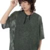 Open Knit Drop Shoulder Shirt