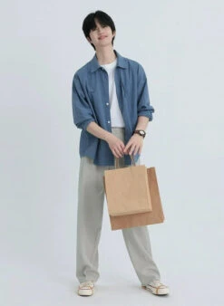 Oversized Button-Down Lightweight Shirt With Slide-In Chest Pocket -Modern Wear Shop 73454803bc561cb67e1ed36fc2d658b8