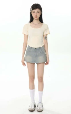 Cropped U-Neck Curve Hem Baby Tee 31 Cropped U-Neck Curve Hem Baby Tee -Modern Wear Shop 73c3c129a94f400f60d5ea9a17533e95