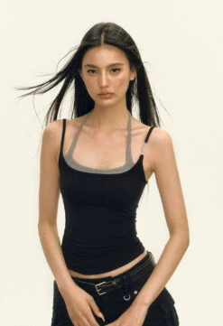 Sleeveless Layered Tank Top With Adjustable Straps -Modern Wear Shop 73ec71b95ab89dfee89110f3b1dd4f03