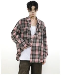 Oversized Plaid Flannel Shirt With Chest Pockets -Modern Wear Shop 7406a04d2e9319bd90c61d9389589ced