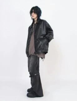 Oversized Zip Leather Jacket With Pockets 12 Oversized Zip Leather Jacket With Pockets -Modern Wear Shop 7408e4df2f51d9be2d299cdd9e694901