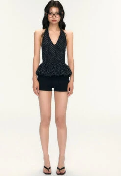 Polka Dot Halter Neck Peplum Top -Modern Wear Shop 74193c56eab5ec203baabddca1b64fdc