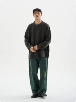 Textured Color Block Crewneck Sweatshirt -Modern Wear Shop 742fa45d34758a24ca08735c10d9419c