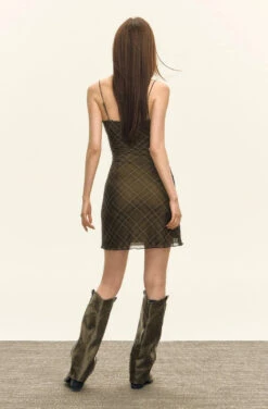 Sleeveless Plaid Mini Sundress With Lace Trim -Modern Wear Shop 743dab57044c32a53b0db650180a7c60