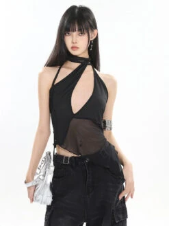 Halter Neck Cutout Top With Wraparound Scarf Detail -Modern Wear Shop 744dc5a055c6c2ef9f563718fb19ad37