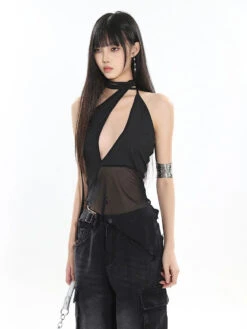 Halter Neck Cutout Top With Wraparound Scarf Detail -Modern Wear Shop 74538e3fa2c9ec55616363d71abc3fd8