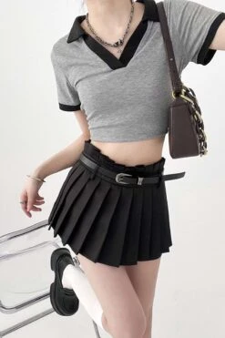 Pleated Skort Mini Skirt -Modern Wear Shop 748f1583096ee16900e2da52eb2ecdc4