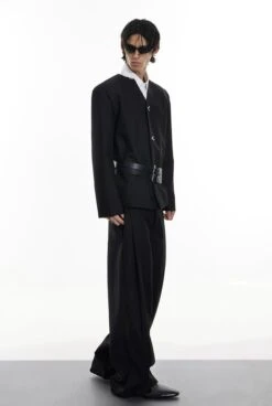 Structured Collarless Blazer With Asymmetric Metal Closure -Modern Wear Shop 74a6bc79d247eecbd3227d5f5430f978