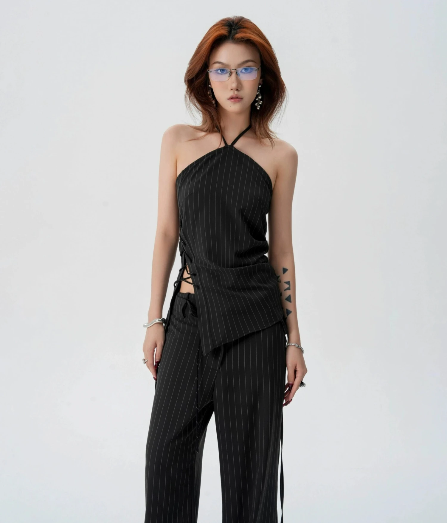 Striped Halter Top And Wide Leg Pants Set 8 Striped Halter Top And Wide Leg Pants Set - Image 8
