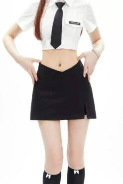 Asymmetric V-Cut Mini Skirt With Side Slit 27 Asymmetric V-Cut Mini Skirt With Side Slit -Modern Wear Shop 74f07a42b8e2261600131ce4708d947e