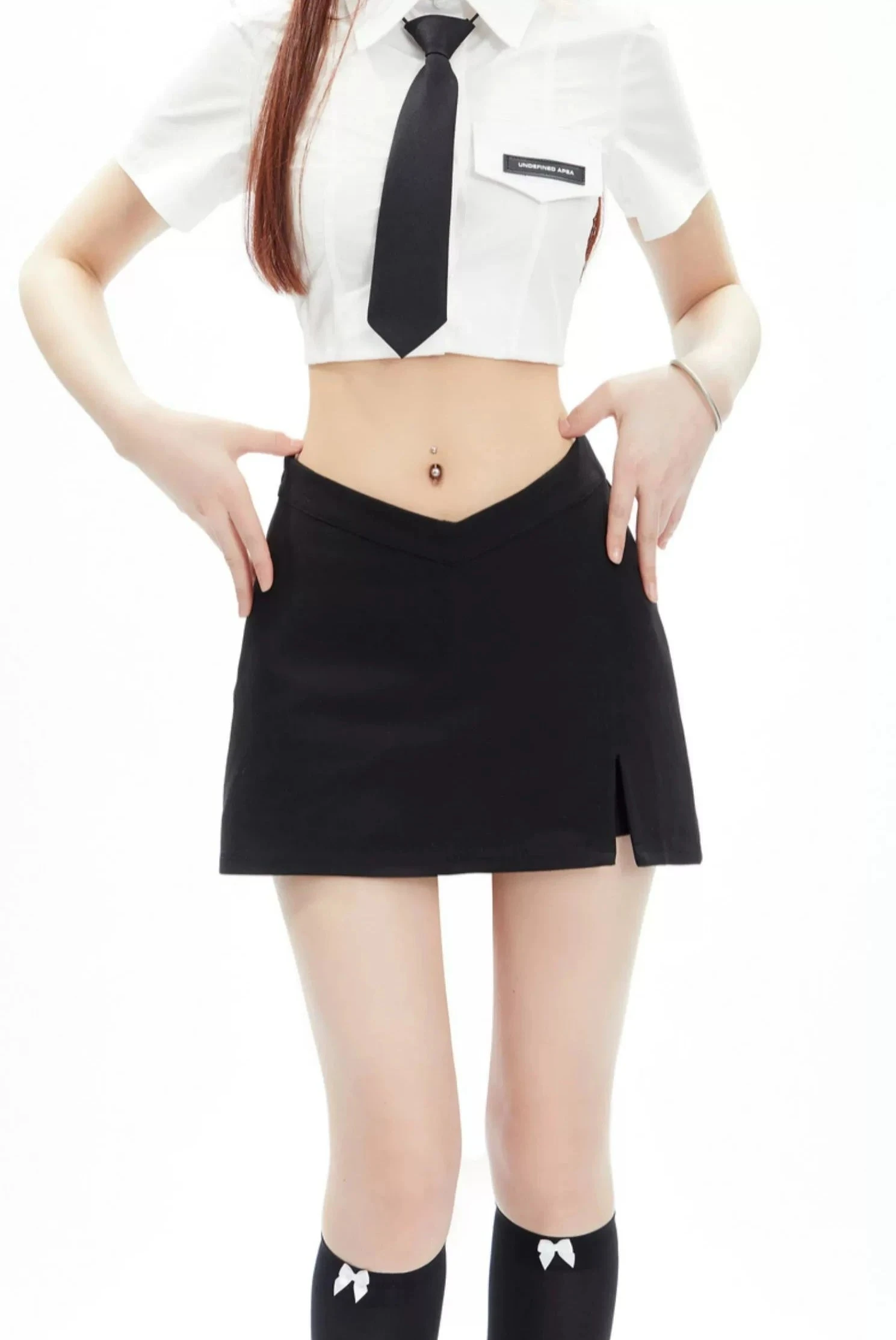 Asymmetric V-Cut Mini Skirt With Side Slit 8 Asymmetric V-Cut Mini Skirt With Side Slit - Image 8