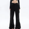 Zippered Split Semi-Flare Pants