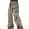 Extra-Distressed Vintage Wash Wide-Leg Jeans
