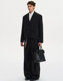 Notched Lapel Mid Crop Blazer With Embroidery Detail -Modern Wear Shop 75257064b994c47e20b0cd60b7b6bdc2