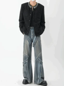 Tweed Embellished Collar Multi-Pocket Coat -Modern Wear Shop 75a784c4eb99bb5cb201f51ec65df908