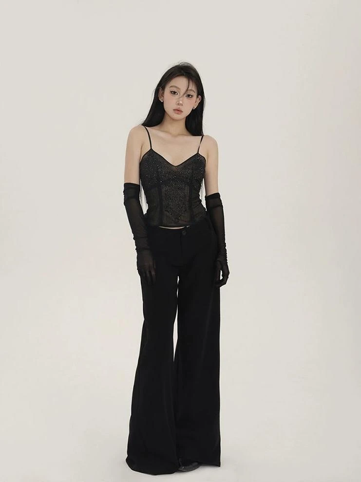 Sheer Sequin Sleeveless Camisole Top With Long Gloves 3 Sheer Sequin Sleeveless Camisole Top With Long Gloves - Image 3
