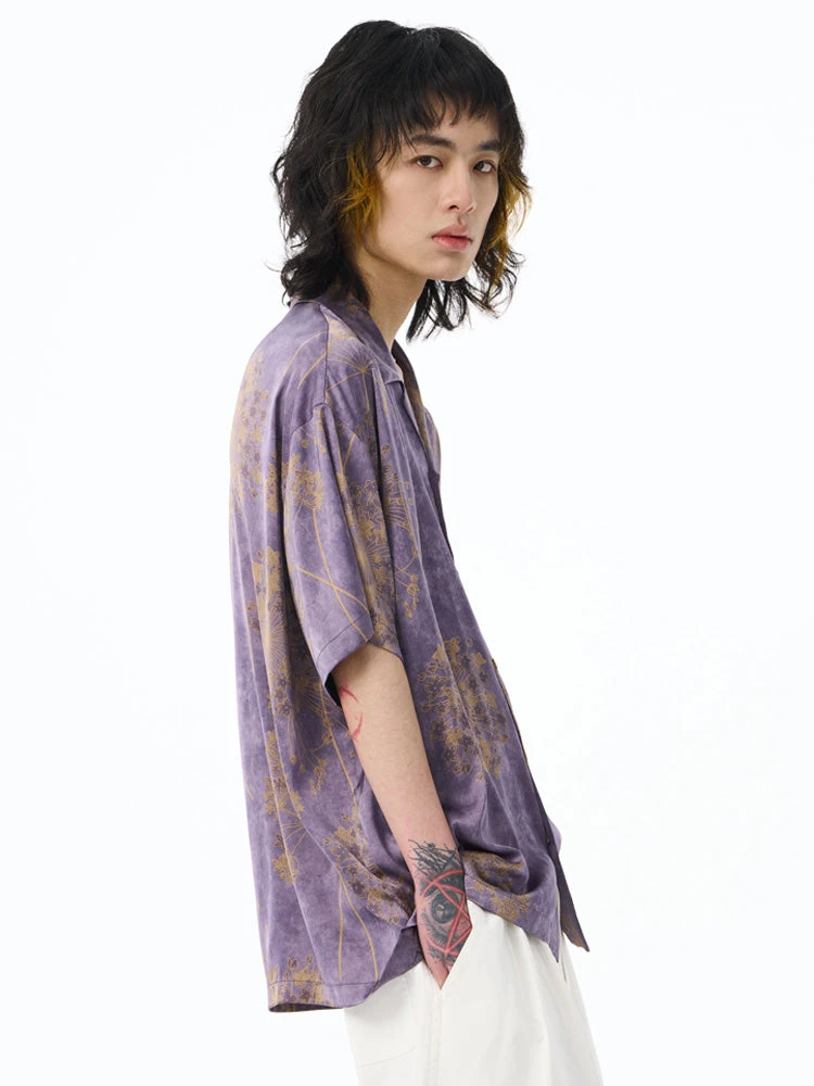 Floral Print Short Sleeve Cuban Collar Button Shirt 2 Floral Print Short Sleeve Cuban Collar Button Shirt - Image 2