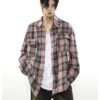 Oversized Plaid Flannel Shirt With Chest Pockets