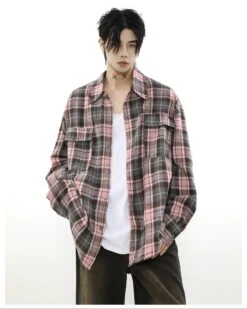 Oversized Plaid Flannel Shirt With Chest Pockets
