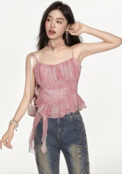 Asymmetric Layered Ruffle Spaghetti Strap Tie Dye Cami Top -Modern Wear Shop 76ab73e8c32ff3d3d7d15d4bf4519e52