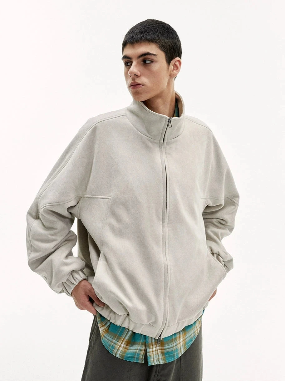 Stand Collar Zip-Up Sweatshirt Jacket With Elastic Hem 2 Stand Collar Zip-Up Sweatshirt Jacket With Elastic Hem - Image 2